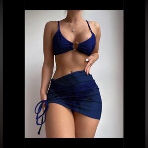 NWOT Elegant Blue Women's 3 pc Bikini Swim Set